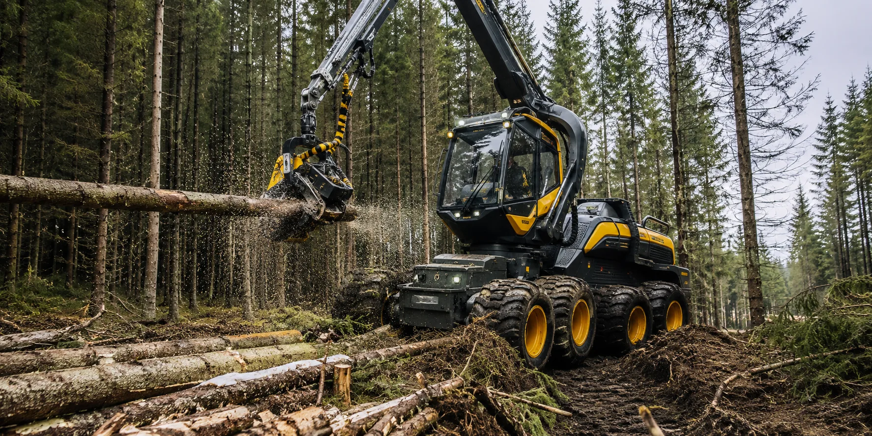 Forestry equipment operating in a forest environment