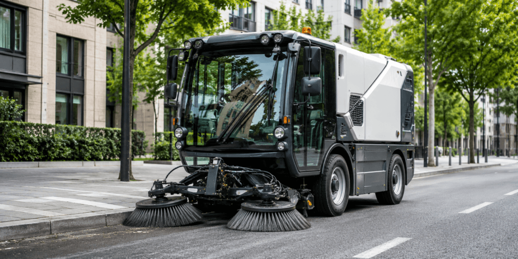 Municipal street sweeper vehicle for road cleaning applications